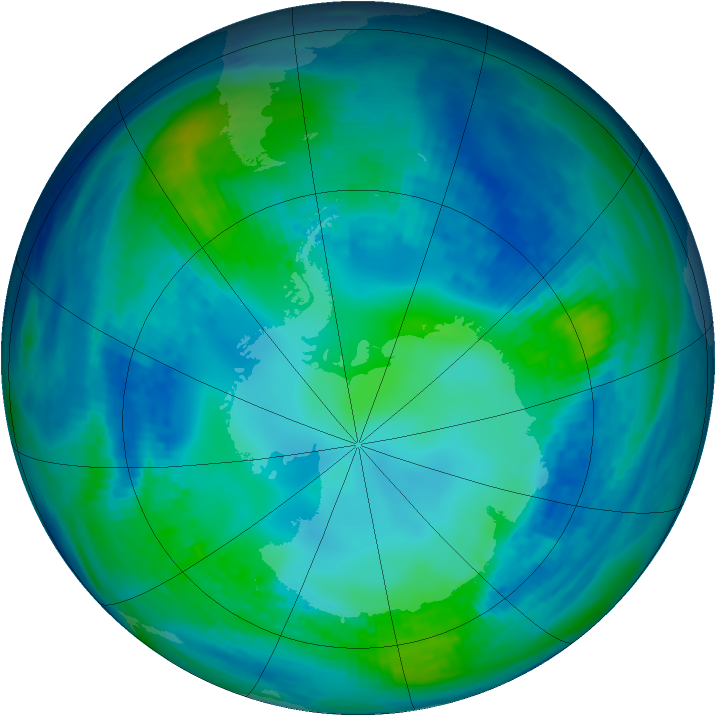 Antarctic ozone map for 06 May 1993